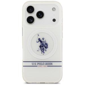 US Polo DH and Bottom Stripe Logo MagSafe dėklas Apple iPhone 17 Pro baltos spalvos - Image 3