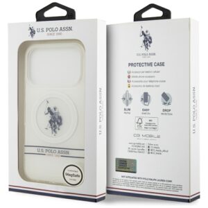 US Polo DH and Bottom Stripe Logo MagSafe dėklas Apple iPhone 17 Pro baltos spalvos - Image 8