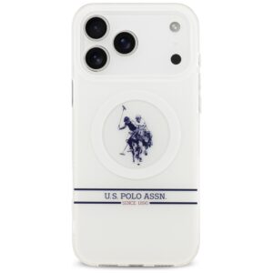 US Polo DH and Bottom Stripe Logo MagSafe dėklas Apple iPhone 17 Pro Max baltos spalvos - Image 3