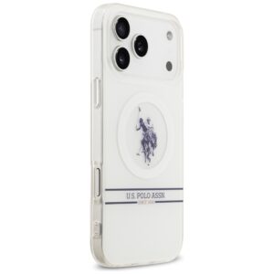 US Polo DH and Bottom Stripe Logo MagSafe dėklas Apple iPhone 17 Pro Max baltos spalvos - Image 4