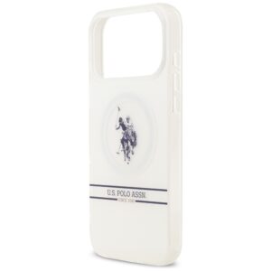 US Polo DH and Bottom Stripe Logo MagSafe dėklas Apple iPhone 17 Pro Max baltos spalvos - Image 6