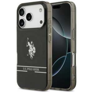 US Polo DH and Bottom Stripe Logo MagSafe dėklas Apple iPhone 17 Pro juodos spalvos - Image 1