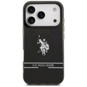 US Polo DH and Bottom Stripe Logo MagSafe dėklas Apple iPhone 17 Pro juodos spalvos - Image 3