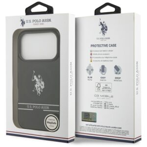 US Polo DH and Bottom Stripe Logo MagSafe dėklas Apple iPhone 17 Pro juodos spalvos - Image 8