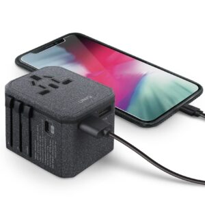 UNIQ Voyage World Charger Adapter 33W + 2xUSB + PD 18W + QC 3.0 charcoal grey (LITHOS Collec - Image 4
