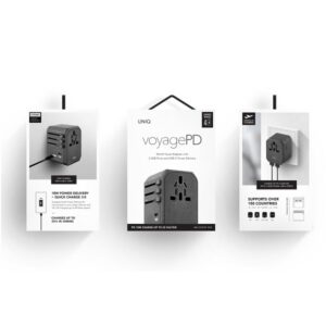 UNIQ Voyage World Charger Adapter 33W + 2xUSB + PD 18W + QC 3.0 charcoal grey (LITHOS Collec - Image 8