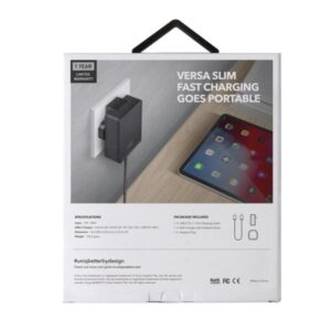 UNIQ Versa Slim Charger USB-C PD 18W + USB-C-USB-C Cable charcoal juodos spalvos (LITHOS Collect - Image 6
