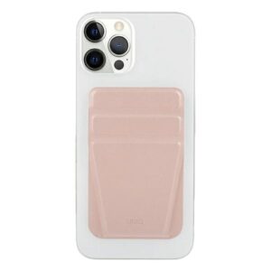 UNIQ Lyft Magnetic phone holder snap-on stand and card holder rožinės spalvos
