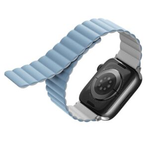 UNIQ Revix apyrankė Apple Watch Series 1-9/SE/SE2/SE3 38/40/41mm Reversible Magnetic baltos spalvos-blue