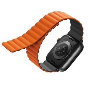 UNIQ Revix apyrankė AppleWatch Series1-9/SE1/2/3/Ultra2/3 42/44/45/49mm Reversible Magnetic gray-oranžinės spalvos