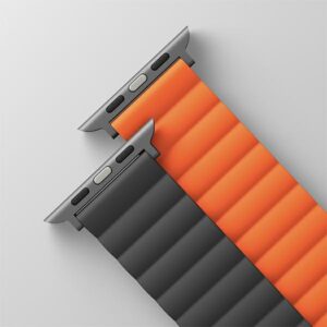 UNIQ Revix apyrankė AppleWatch Series1-9/SE1/2/3/Ultra2/3 42/44/45/49mm Reversible Magnetic gray-oranžinės spalvos - Image 2