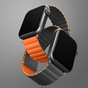 UNIQ Revix apyrankė AppleWatch Series1-9/SE1/2/3/Ultra2/3 42/44/45/49mm Reversible Magnetic gray-oranžinės spalvos - Image 3