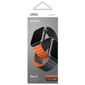 UNIQ Revix apyrankė AppleWatch Series1-9/SE1/2/3/Ultra2/3 42/44/45/49mm Reversible Magnetic gray-oranžinės spalvos - Image 8