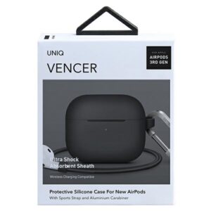 UNIQ Vencer dėklas AirPods 3 gen. Silicone charcoal dark pilkos spalvos - Image 7