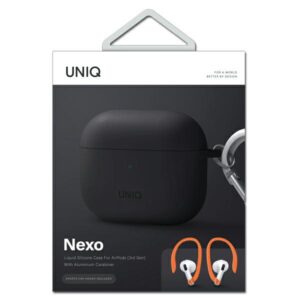 UNIQ Nexo Dėklas AirPods 3 gen + Ear Hooks Silicone pilkos spalvos - Image 5