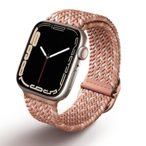 UNIQ Aspen apyrankė Apple Watch 40/38/41 mm Series 1/2/3/4/5/6/7/8/SE/SE2/SE3 Braided DE citrus rožinės spalvos - Image 1