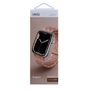 UNIQ Aspen apyrankė Apple Watch 40/38/41 mm Series 1/2/3/4/5/6/7/8/SE/SE2/SE3 Braided DE citrus rožinės spalvos - Image 4