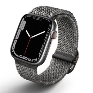UNIQ Aspen apyrankė Apple Watch 44/42/45 mm Series 1/2/3/4/5/6/7/8/SE/SE2/SE3 Braided DE pebble grey