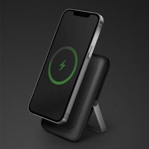 UNIQ Powerbank Hoveo 5000mAh USB-C 20W PD Fast charge Wireless Magnetic charcoal pilkos spalvos - Image 7