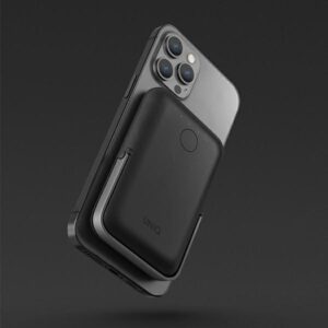 UNIQ Powerbank Hoveo 5000mAh USB-C 20W PD Fast charge Wireless Magnetic charcoal pilkos spalvos - Image 8
