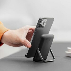 UNIQ Powerbank Hoveo 5000mAh USB-C 20W PD Fast charge Wireless Magnetic charcoal pilkos spalvos - Image 9