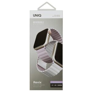 UNIQ Revix apyrankė Apple Watch Series 1-8/SE/SE2/SE3 38/40/41mm Reversible Magnetic lilac-baltos spalvos - Image 10