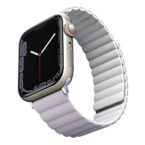 UNIQ Revix apyrankė Apple Watch Series 1-8/SE/SE2/SE3 38/40/41mm Reversible Magnetic lilac-baltos spalvos - Image 2