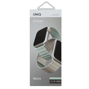 UNIQ Revix apyrankė Apple Watch Series 1-8/SE/SE2/SE3 38/40/41mm Reversible Magnetic žalios spalvos-beige - Image 9