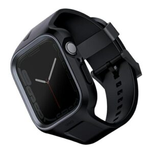 UNIQ Monos apyrankė 2in1 Apple Watch apyrankė + Dėklas Series 4/5/6/7/8/SE/SE2/SE3 44/45mm midnight juodos spalvos