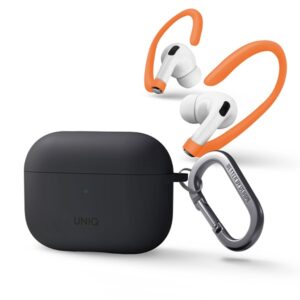 UNIQ Nexo Dėklas AirPods Pro 2 gen + Ear Hooks Silicone charcoal pilkos spalvos - Image 2