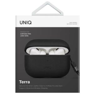 UNIQ Dėklas Terra AirPods Pro 2 gen. Genuine Leather (2022/2023) dallas juodos spalvos - Image 5