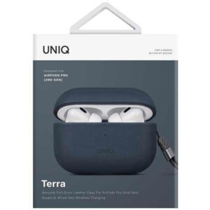 UNIQ Dėklas Terra AirPods Pro 2 gen. Genuine Leather (2022/2023) pace mėlynos spalvos - Image 5
