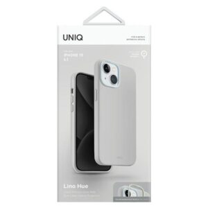 UNIQ dėklas Lino Hue Apple iPhone 15 / 14 / 13 6.1" Magclick Charging chalk pilkos spalvos - Image 6