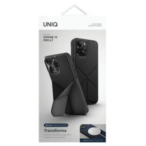 UNIQ dėklas Transforma Apple iPhone 15 Pro Max 6.7" Magclick Charging ebony juodos spalvos - Image 2