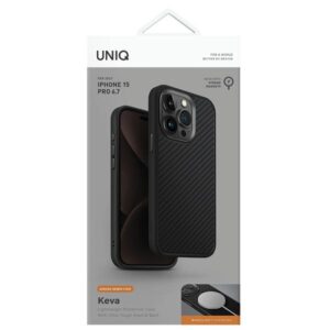UNIQ dėklas Keva Apple iPhone 15 Pro Max 6.7" Magclick Charging carbon juodos spalvos - Image 8