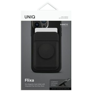 UNIQ Flixa Magnetic Card Wallet with Stand Jet juodos spalvos MagSafe - Image 2