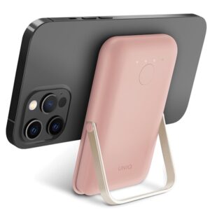 UNIQ Powerbank Hoveo 5000mAh USB-C 20W PD Fast charge Wireless Magnetic blush rožinės spalvos - Image 6