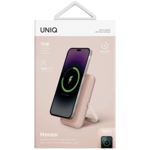 UNIQ Powerbank Hoveo 5000mAh USB-C 20W PD Fast charge Wireless Magnetic blush rožinės spalvos - Image 7