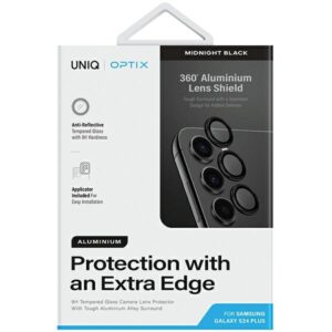 UNIQ Optix Aluminum Camera Lens Protector Samsung S24+ S926 midnight juodos spalvos camera lens protector with a - Image 2