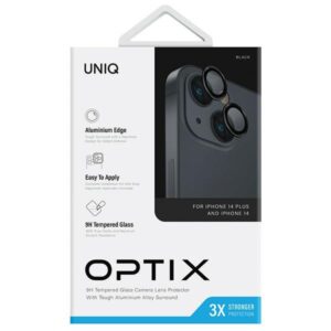 UNIQ Optix Aluminum Camera Lens Protector Apple iPhone 14 6.1" /14 Plus 6.7" midnight black glass skirtas both - Image 3