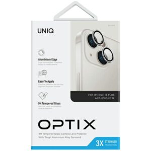 UNIQ Optix Aluminum Camera Lens Protector Apple iPhone 14 6.1" /14 Plus 6.7" sterling silver glass on the - Image 3