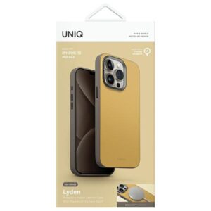 UNIQ Lyden DS Apple iPhone 15 Pro Max 6.7" Magclick Charging dėklas yellow-pilkos spalvos canary yellow-flint pilkos spalvos - Image 6