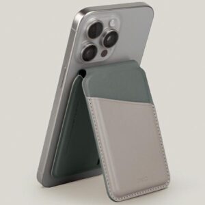 UNIQ Lyden DS magnetic wallet RFIDi phone stand beige-žalios spalvos/ivory-lichen žalios spalvos - Image 3