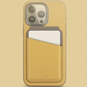 UNIQ Lyden DS Magnetic RFID Wallet Phone Stand Yellow-Grey/Canary Yellow-Flint Grey - Image 2