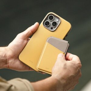 UNIQ Lyden DS Magnetic RFID Wallet Phone Stand Yellow-Grey/Canary Yellow-Flint Grey - Image 4