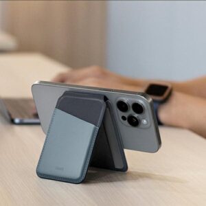 UNIQ Lyden DS Magnetic RFID Wallet Phone Stand Yellow-Grey/Canary Yellow-Flint Grey - Image 5