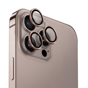 UNIQ Optix Aluminum Camera Lens Protector Apple iPhone 16 Pro 6.3" /16 Pro Max 6.9" taupe gold glass on o - Image 1