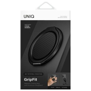 UNIQ Gripfit Premium 360 Magnetic Mount&Kickstand Magnetic Holder carbon juodos spalvos - Image 5
