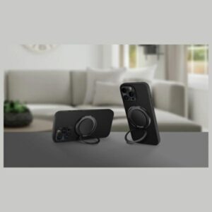 UNIQ Gripfit Premium 360 Magnetic Mount&Kickstand Magnetic Holder carbon juodos spalvos - Image 4