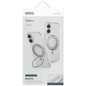 Dėklas UNIQ Swivix Apple iPhone 16 360 Rotating Kickstand skaidrus - Image 2
